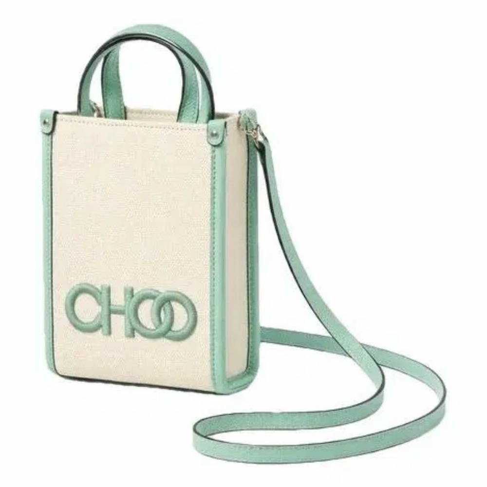 Cream and Mint Crossbody Tote Bag - Structured Phone Bag